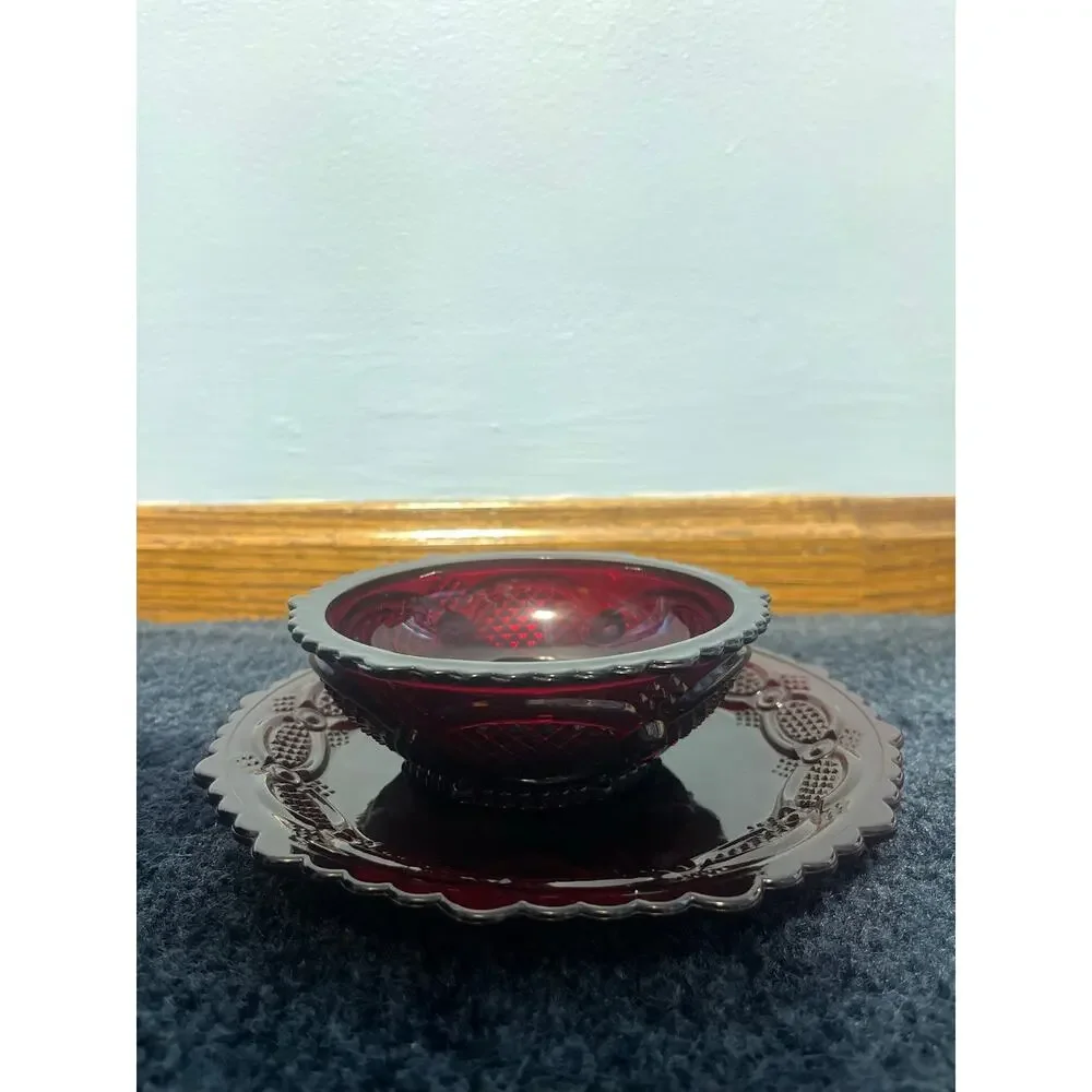 Vintage Avon 1876 Cape Cod Ruby Red Glass 5 Pc Set